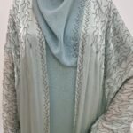 Butterfly Embellishment Balloon Sleeve 3pcs Open Abaya