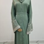 3pcs Beaded Open Abaya