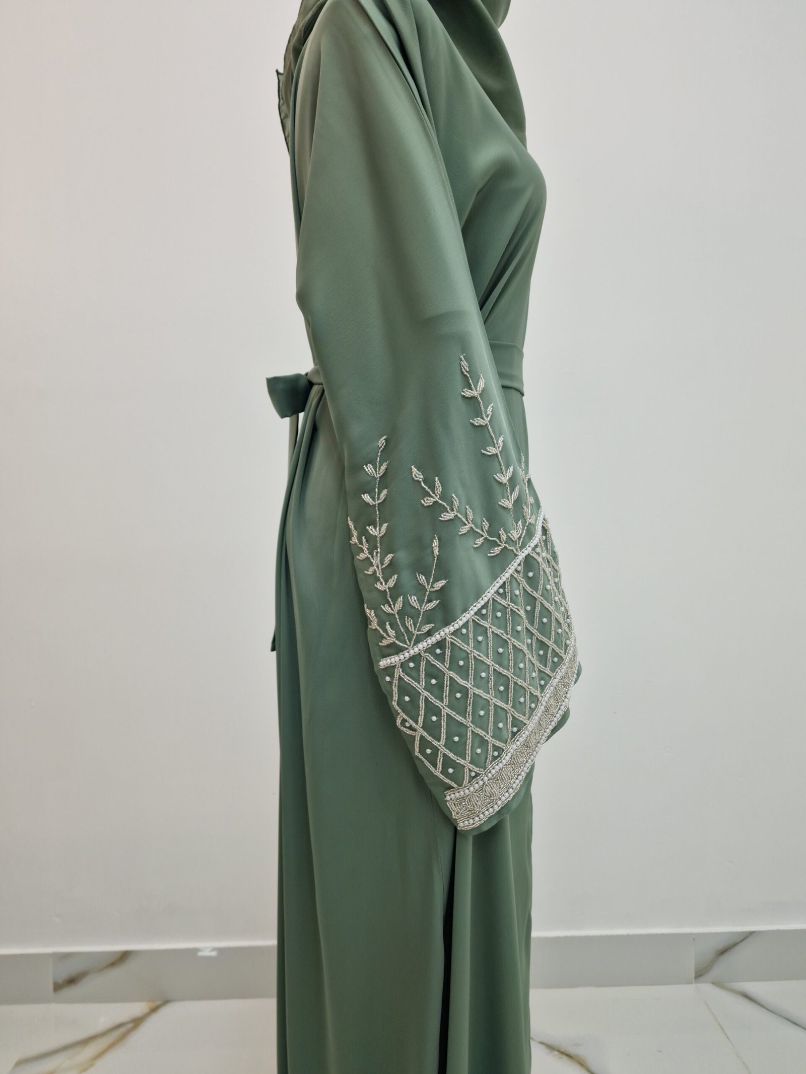 3pcs Beaded Open Abaya - Image 4