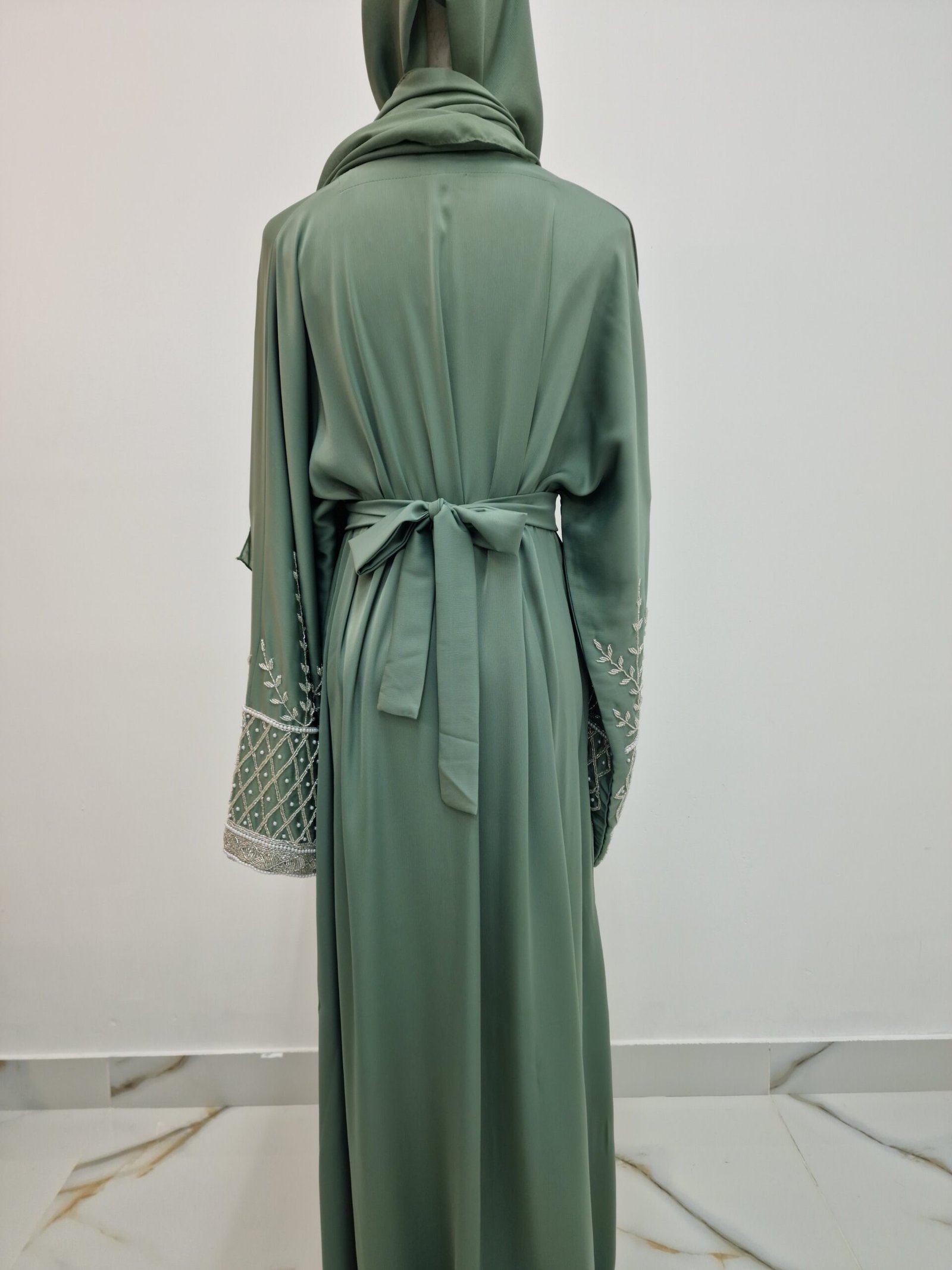 3pcs Beaded Open Abaya - Image 3