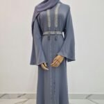 Umbrella Embellishment/Flared Sleeve 3pcs Open Abaya