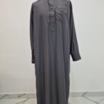 Buttoned Saudi Thobe - Grey